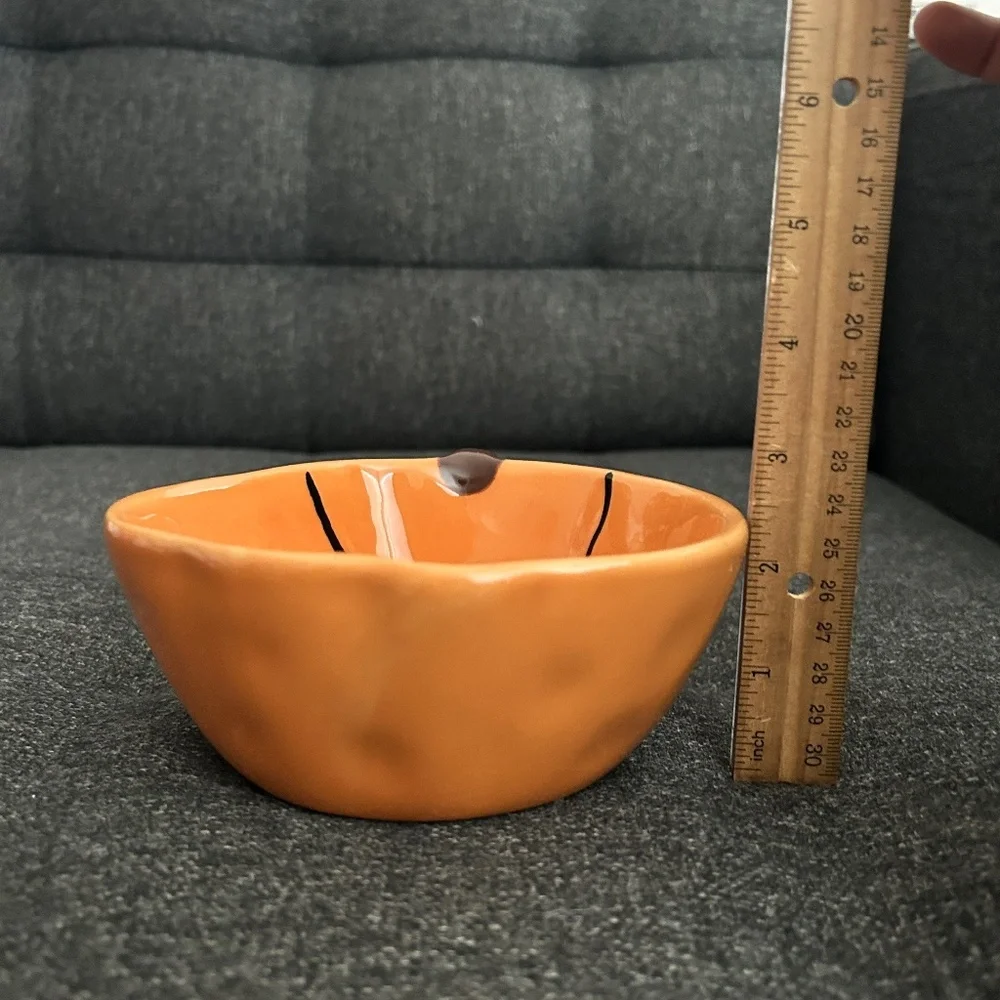 Pottery Barn Orange Pumpkin Spooky Candy Bowl